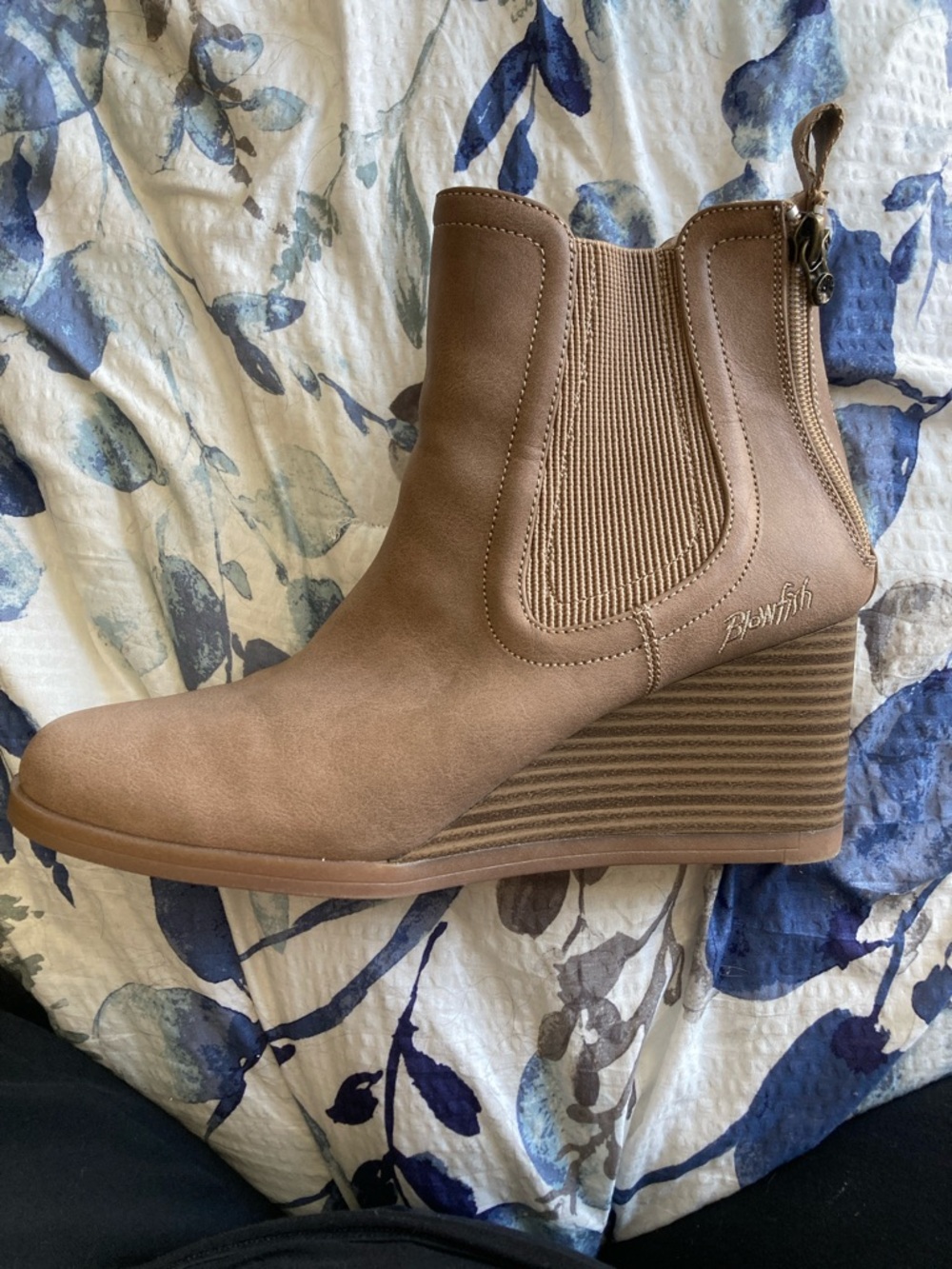 Blowfish Wedge Ankle Boot in Light Brown